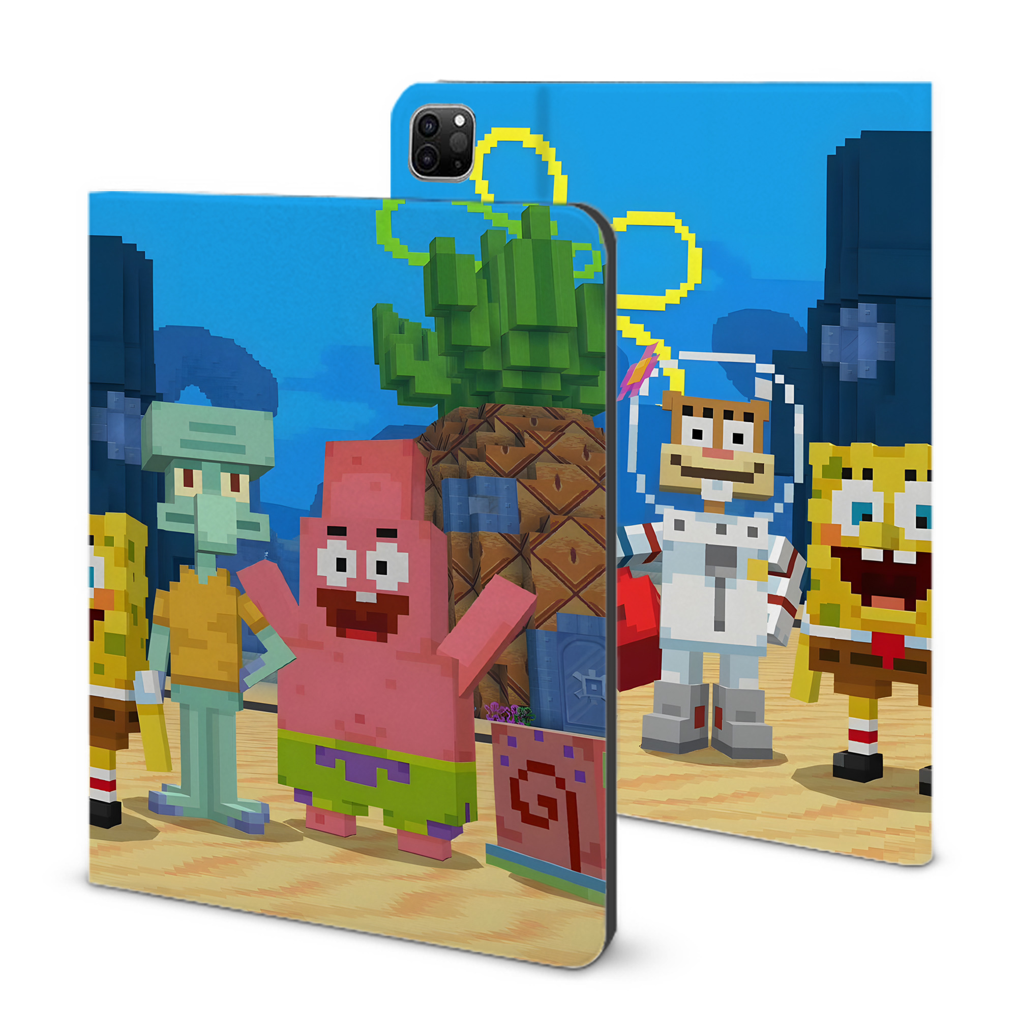 （画像用） マインクラフト ブロックの世界 Minecraft MC Block world IPad ケース ブック型 PUレザー TPU 耐衝撃 軽量 薄型 ペン収納なし 全面保護 IPad 各モデル対応